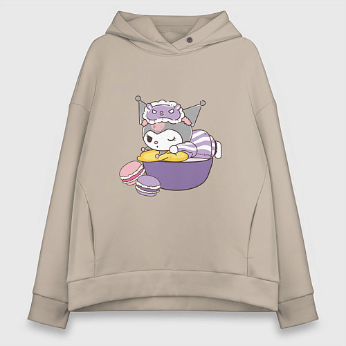 Женское худи оверсайз Куроми с макарунами / Миндальный – фото 1