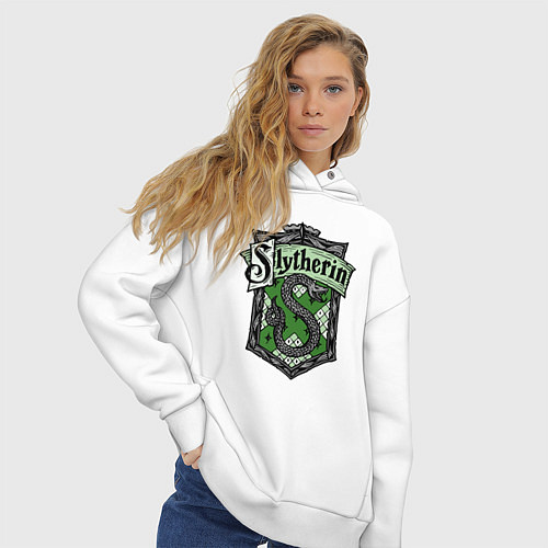 Женское худи оверсайз Slytherin emblem / Белый – фото 3