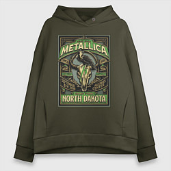 Толстовка оверсайз женская Metallica - North Dakota playbill, цвет: хаки