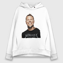 Толстовка оверсайз женская James Alan Hetfield - Metallica leader, цвет: белый