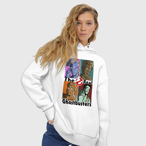Женское худи оверсайз The real ghostbusters / Белый – фото 3