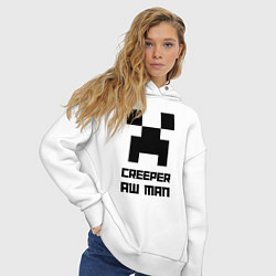 Толстовка оверсайз женская Creeper Aw Man, Майнкрафт мем, цвет: белый — фото 2