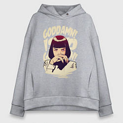 Толстовка оверсайз женская Криминальное чтиво - Мия Уоллес, цвет: меланж