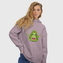 Толстовка оверсайз женская Cartoon monster with spikes green, цвет: сиреневый — фото 2