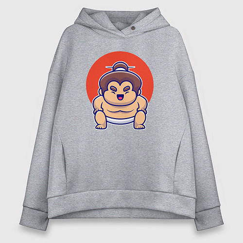 Женское худи оверсайз Маленький сумоист / Меланж – фото 1