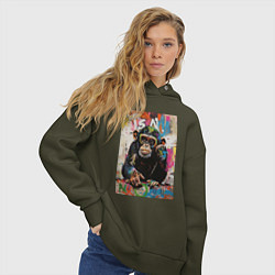 Толстовка оверсайз женская Monkey color, цвет: хаки — фото 2