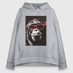 Толстовка оверсайз женская Мартышка в очках, цвет: меланж