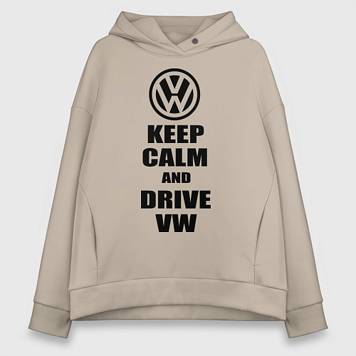 Женское худи оверсайз Keep Calm & Drive VW / Миндальный – фото 1