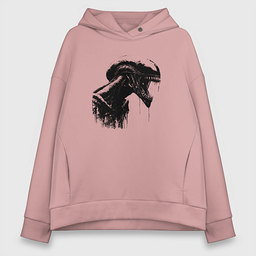 Женское худи оверсайз Мощный ксеноморф / Пыльно-розовый – фото 1