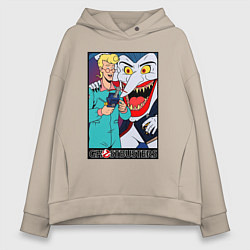 Толстовка оверсайз женская Ghostbusters - Egon and goblin, цвет: миндальный
