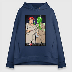 Толстовка оверсайз женская Ghostbusters - Ray and his clone ghost, цвет: тёмно-синий
