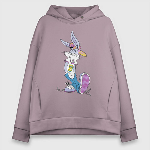 Женское худи оверсайз Bugs Bunny in the sneakers / Сиреневый – фото 1