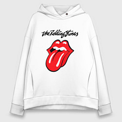 Толстовка оверсайз женская Rolling Stones - logo, цвет: белый