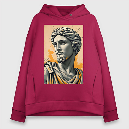 Женское худи оверсайз Арт с античным портретом / Маджента – фото 1
