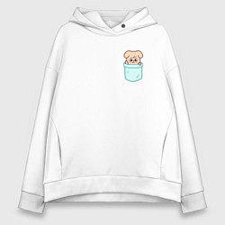 Толстовка оверсайз женская PuppyM in pocket, цвет: белый