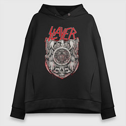 Толстовка оверсайз женская Slayer rock band, цвет: черный