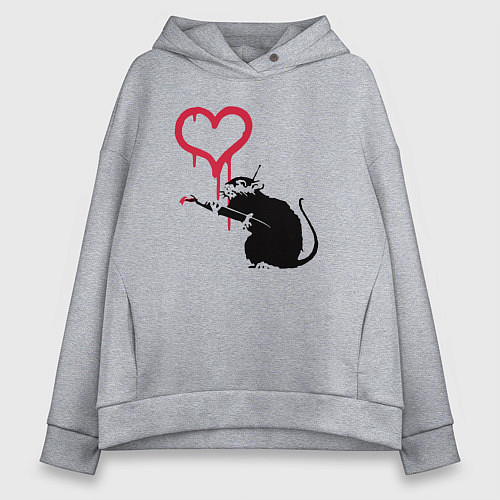 Женское худи оверсайз Rat heart / Меланж – фото 1