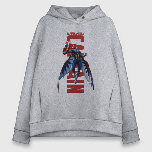 Женское худи оверсайз Капитан Америка: Новый мир / Меланж – фото 1