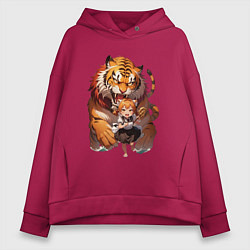 Толстовка оверсайз женская Дева в тени тигра, цвет: маджента