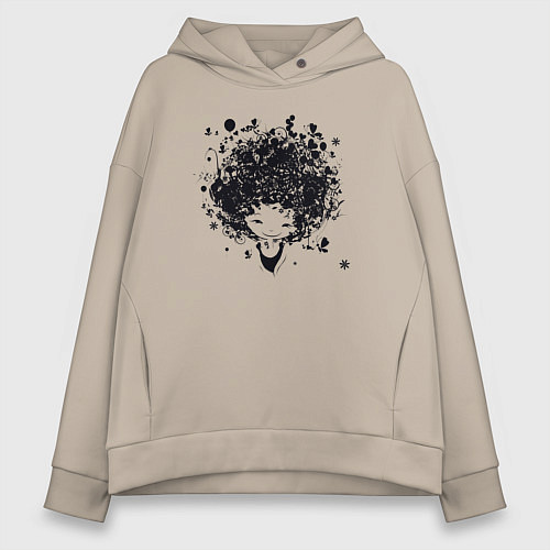 Женское худи оверсайз Девчонка милашка / Миндальный – фото 1