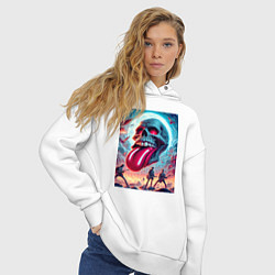 Толстовка оверсайз женская Rolling Stones - skull transformation, цвет: белый — фото 2