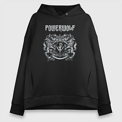Толстовка оверсайз женская Powerwolf rock band, цвет: черный