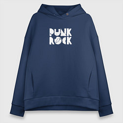 Толстовка оверсайз женская Punk rock in white, цвет: тёмно-синий