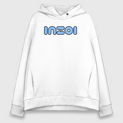 Толстовка оверсайз женская Inzoi синий логотип, цвет: белый