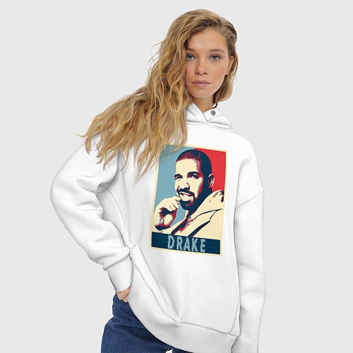 Женское худи оверсайз Drake obey / Белый – фото 3