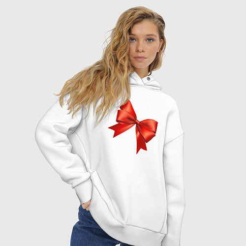Женское худи оверсайз Красный бантик / Белый – фото 3