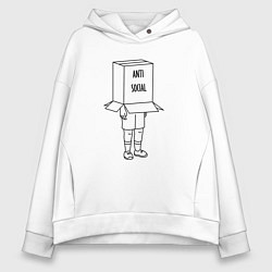 Толстовка оверсайз женская Anti Social, цвет: белый