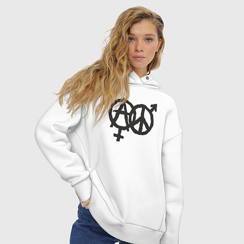 Женское худи оверсайз Anarchy peace / Белый – фото 3