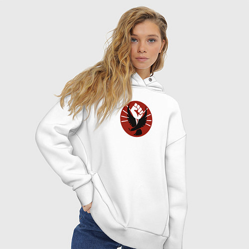 Женское худи оверсайз Gilead Liberation Army - Рассказ служанки / Белый – фото 3