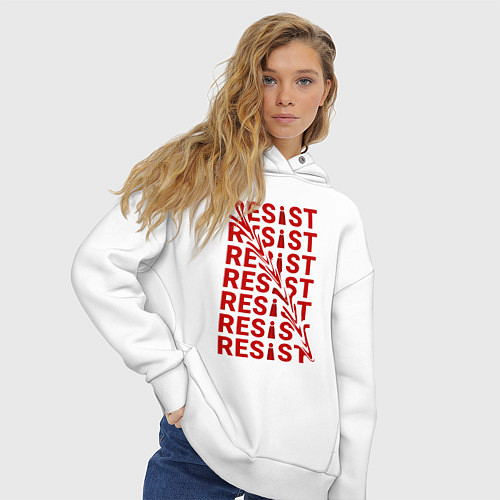 Женское худи оверсайз Resist - Рассказ служанки / Белый – фото 3