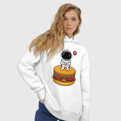 Женское худи оверсайз Космический гамбургер / Белый – фото 3