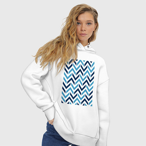 Женское худи оверсайз Узор геометрия / Белый – фото 3