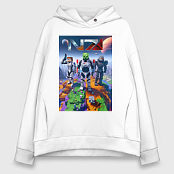 Толстовка оверсайз женская Mass effect and Minecraft - ai art collaboration, цвет: белый