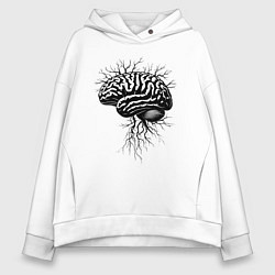 Толстовка оверсайз женская Мозг-дерево, цвет: белый