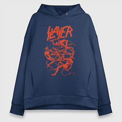 Толстовка оверсайз женская Slayer Demon Skull, цвет: тёмно-синий