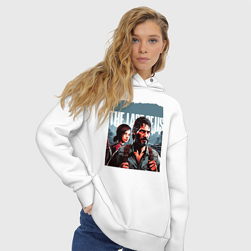 Женское худи оверсайз The last of us - Joel and Ellie adventure / Белый – фото 3