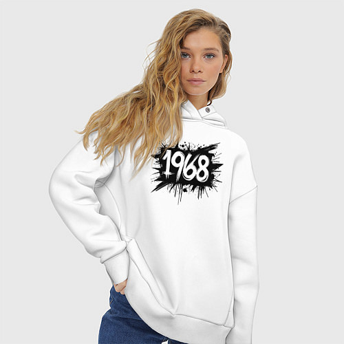 Женское худи оверсайз Граффити 1968 / Белый – фото 3