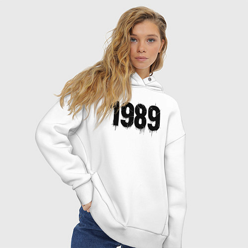 Женское худи оверсайз 1989 год расшерканый / Белый – фото 3