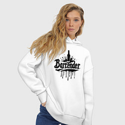 Толстовка оверсайз женская Бармен бутылка и бокалы, цвет: белый — фото 2