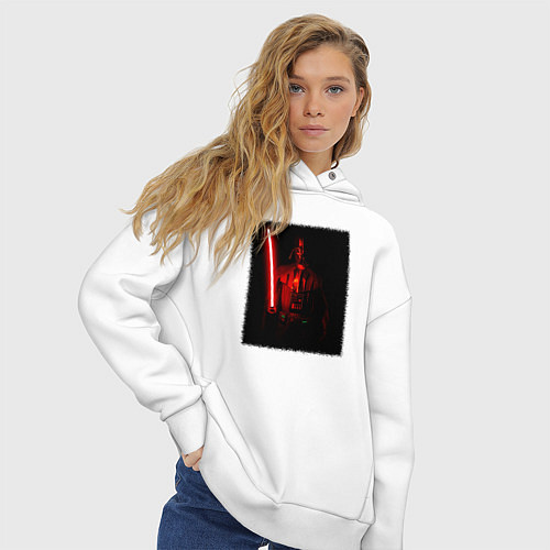 Женское худи оверсайз Вейдер с мечом во тьме / Белый – фото 3