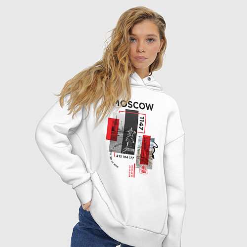 Женское худи оверсайз Москва коллаж / Белый – фото 3