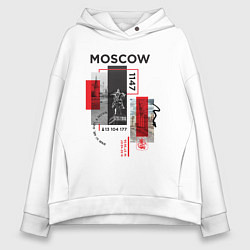 Толстовка оверсайз женская Москва коллаж, цвет: белый