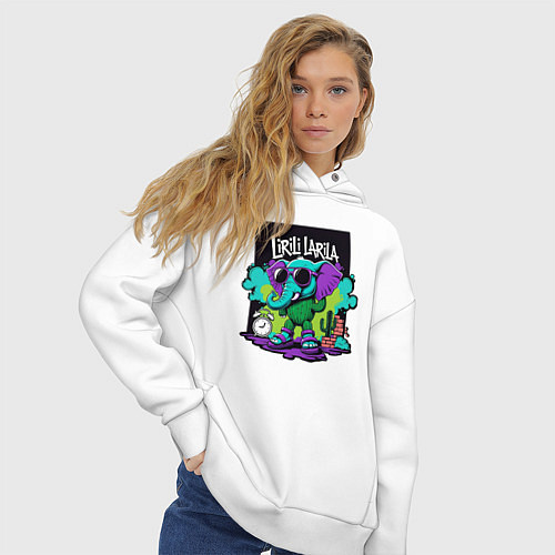 Женское худи оверсайз Лирили Ларила итальянские мемы / Белый – фото 3