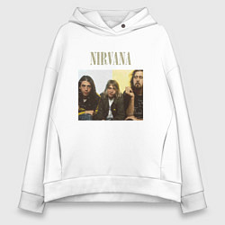 Толстовка оверсайз женская Nirvana band foto, цвет: белый