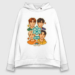 Толстовка оверсайз женская Astro в виде стикеров, цвет: белый