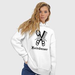 Толстовка оверсайз женская Ножницы-расчестка парикмахера, цвет: белый — фото 2